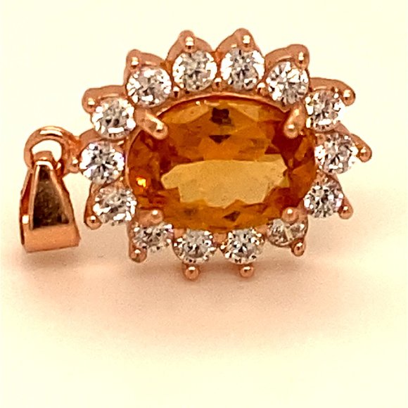 Hessonite 1.55ct Rose Gold Finish Silver Pendant - Picture 1 of 6
